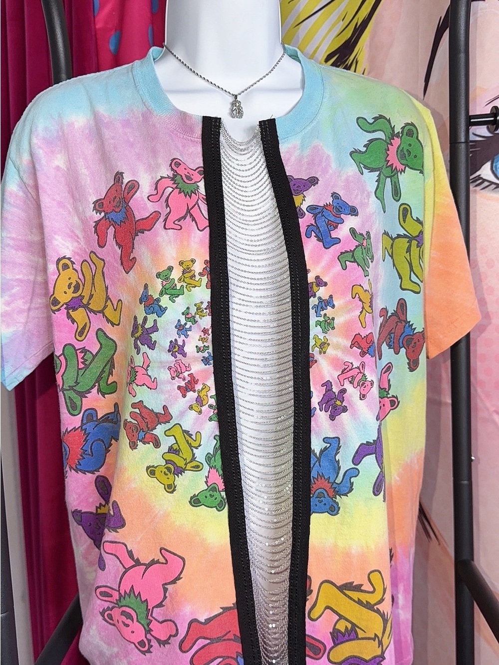 Restyled Vintage Grateful Dead Tie-Dye Dancing Bears Graphic Tee